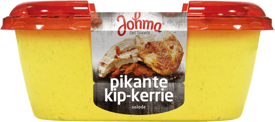 Foto van Johma Salade kip kerrie pikant op witte achtergrond