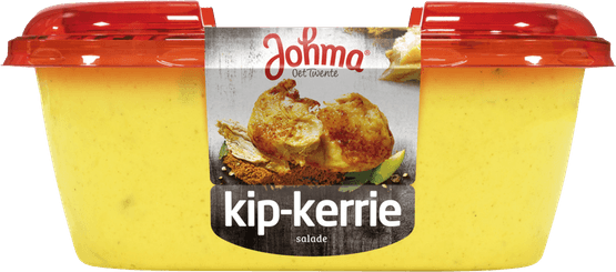 Foto van Johma Kip kerrie salade op witte achtergrond
