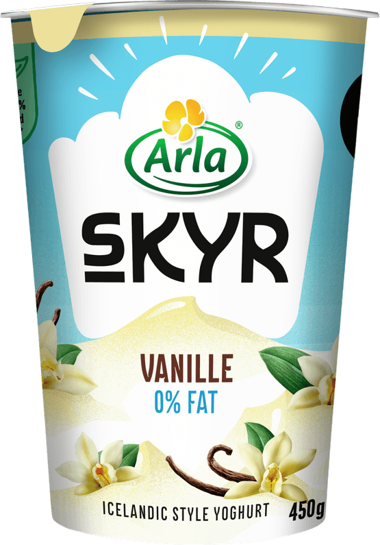 Foto van Arla Skyr vanille op witte achtergrond