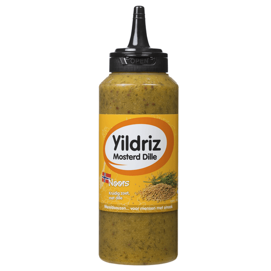 Foto van Yildriz Mosterd dillesaus Noors op witte achtergrond