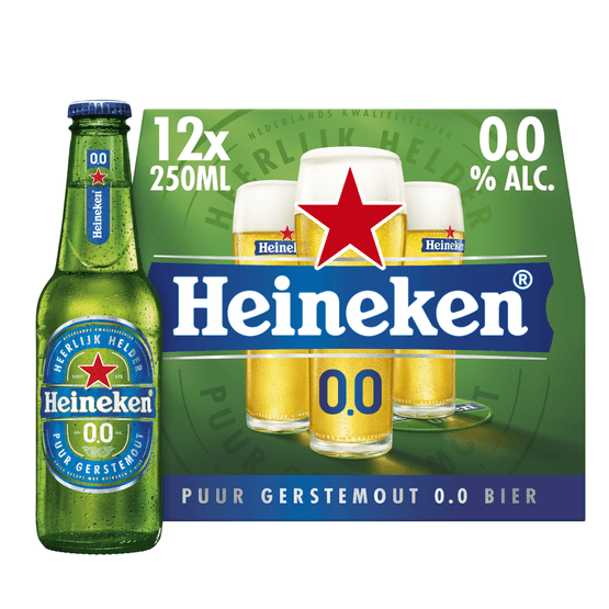 Foto van Heineken 0.0 % mono pilsener twist-off op witte achtergrond