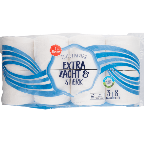 Foto van 1 de Beste Toiletpapier 3 laags op witte achtergrond