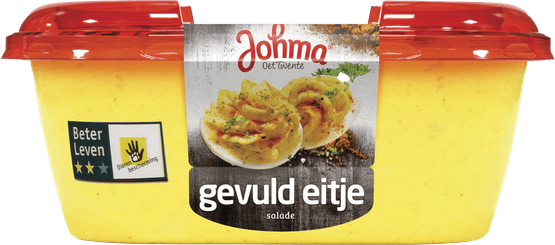 Foto van Johma Gevuld eitje salade op witte achtergrond