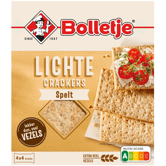 Foto van Bolletje Lichte crackers spelt 4 x 4 stuks op witte achtergrond