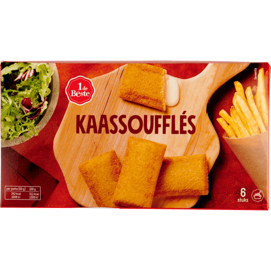 Foto van 1 de Beste Kaassouffle 6 stuks op witte achtergrond
