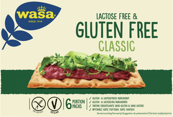 Foto van Wasa Knackebrod gluten- en lactosevrij op witte achtergrond