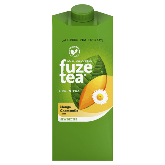Foto van Fuze tea Green mango kamille op witte achtergrond