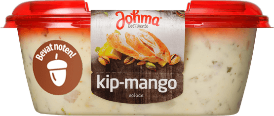 Foto van Johma Kip mango pistachenootje salade op witte achtergrond