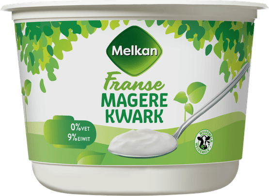 Foto van Melkan Milde franse kwark mager op witte achtergrond