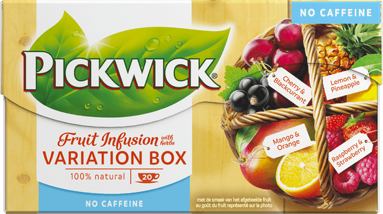 Foto van Pickwick Fruit Fusion Thee Variatiebox op witte achtergrond