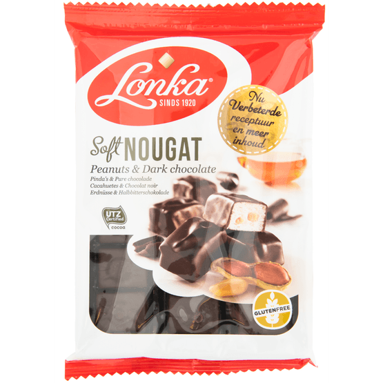 Foto van Lonka Soft nougat pinda puur op witte achtergrond