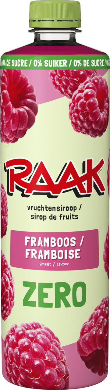 Foto van Raak Limonadesiroop framboos zero op witte achtergrond