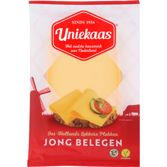 Foto van Uniekaas Jong belegen plakken 48+ op witte achtergrond