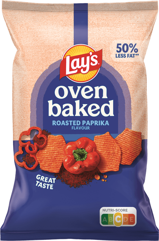 Foto van Lay's Oven chips paprika op witte achtergrond
