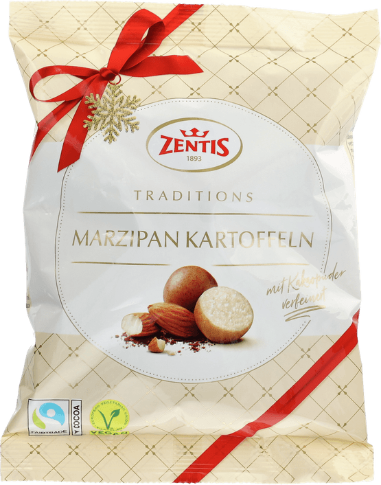 Foto van Zentis Marsepeinen aardappeltjes op witte achtergrond