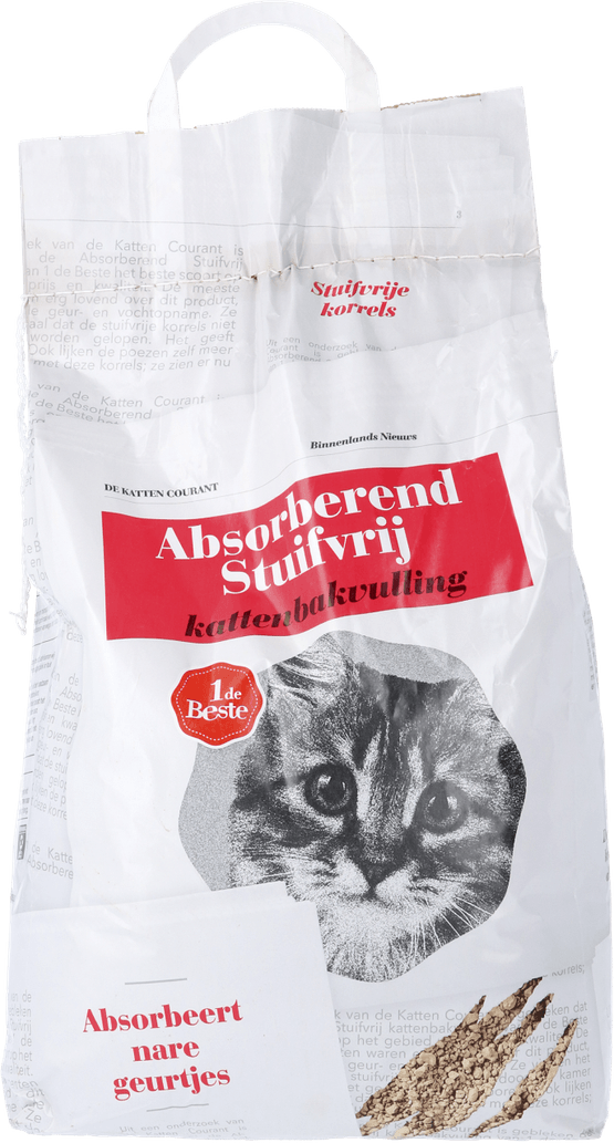 Foto van 1 de Beste Kattenbakvulling absorberend stuifvrij op witte achtergrond
