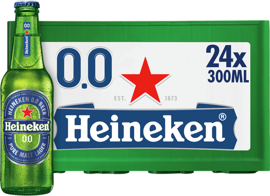 Foto van Heineken Pilsener alcoholvrij krat op witte achtergrond