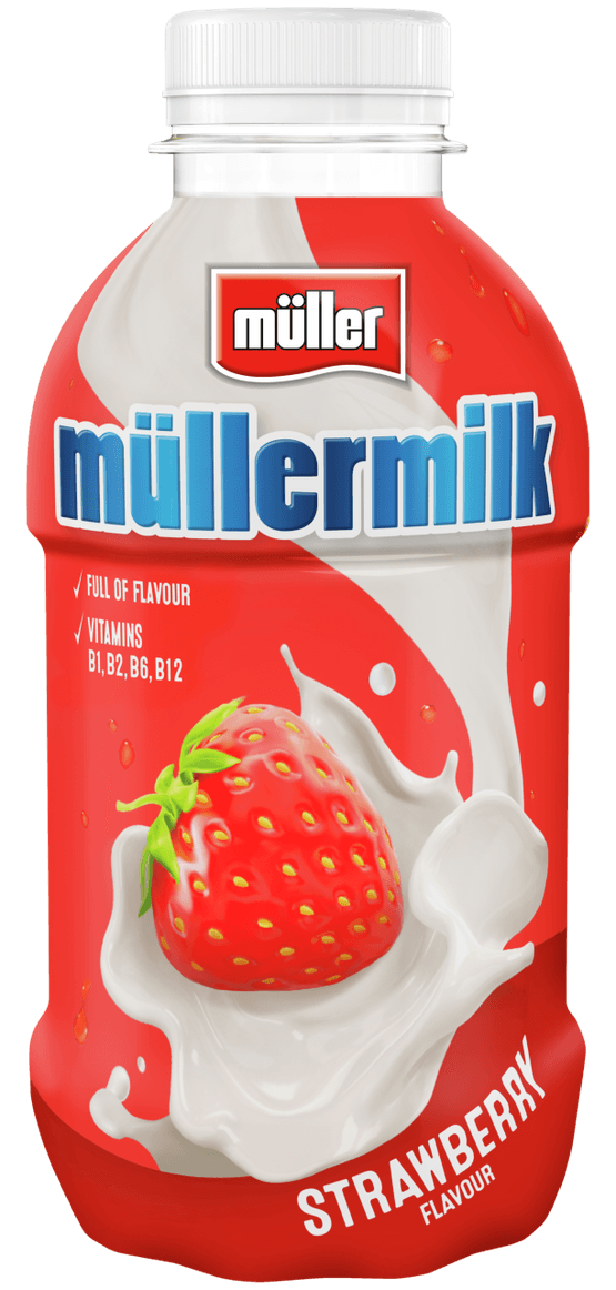 Foto van Müllermilk aardbei op witte achtergrond