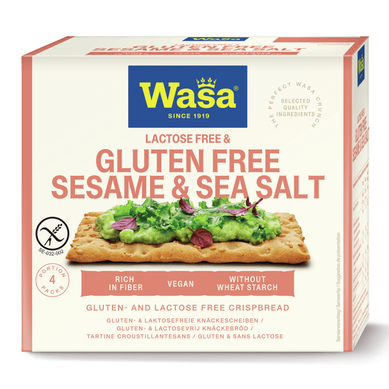 Foto van Wasa Glutenvrij sesam & zeezout op witte achtergrond