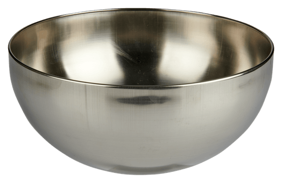 Foto van RVS schaal � 20 cm op witte achtergrond