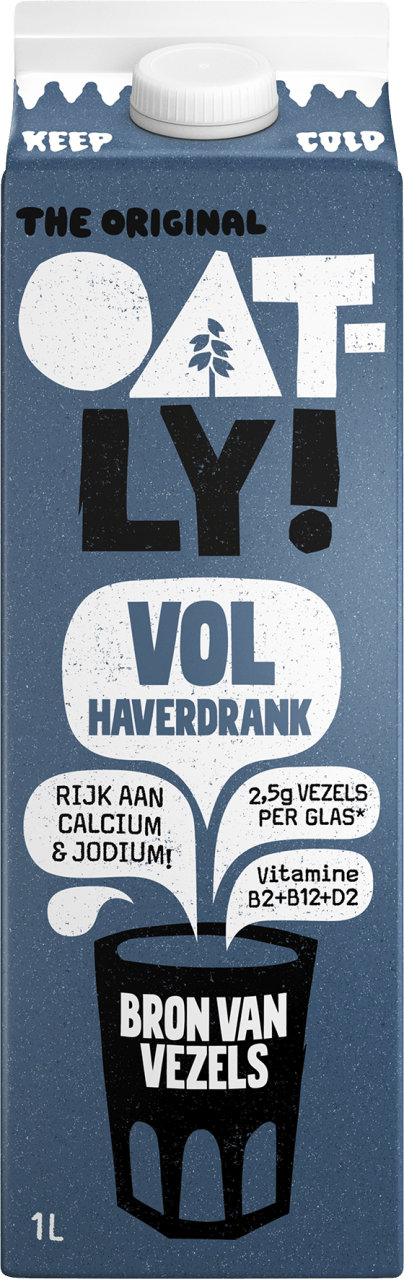 Foto van Oatly Verse volle haverdrank op witte achtergrond