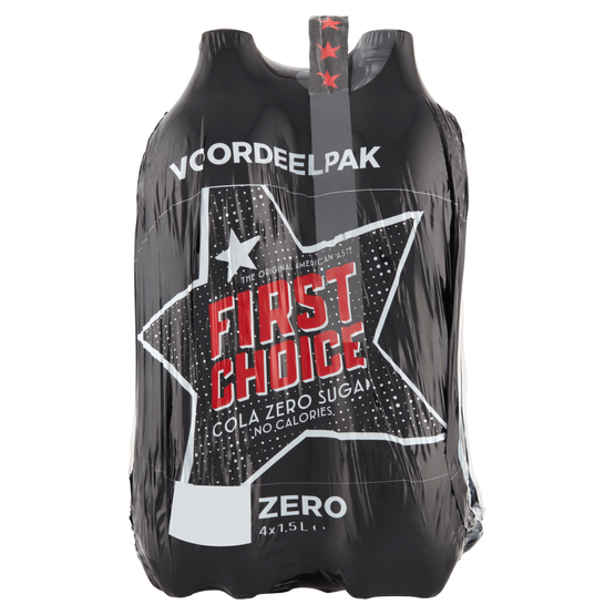 Foto van First Choice Cola zero sugar op witte achtergrond