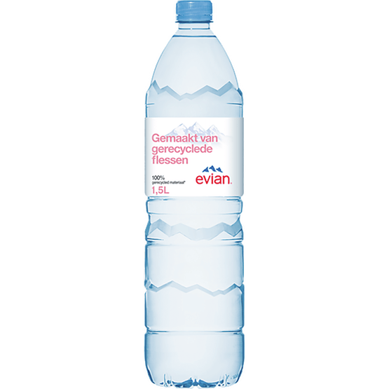 Foto van Evian Mineraalwater koolzuurvrij op witte achtergrond
