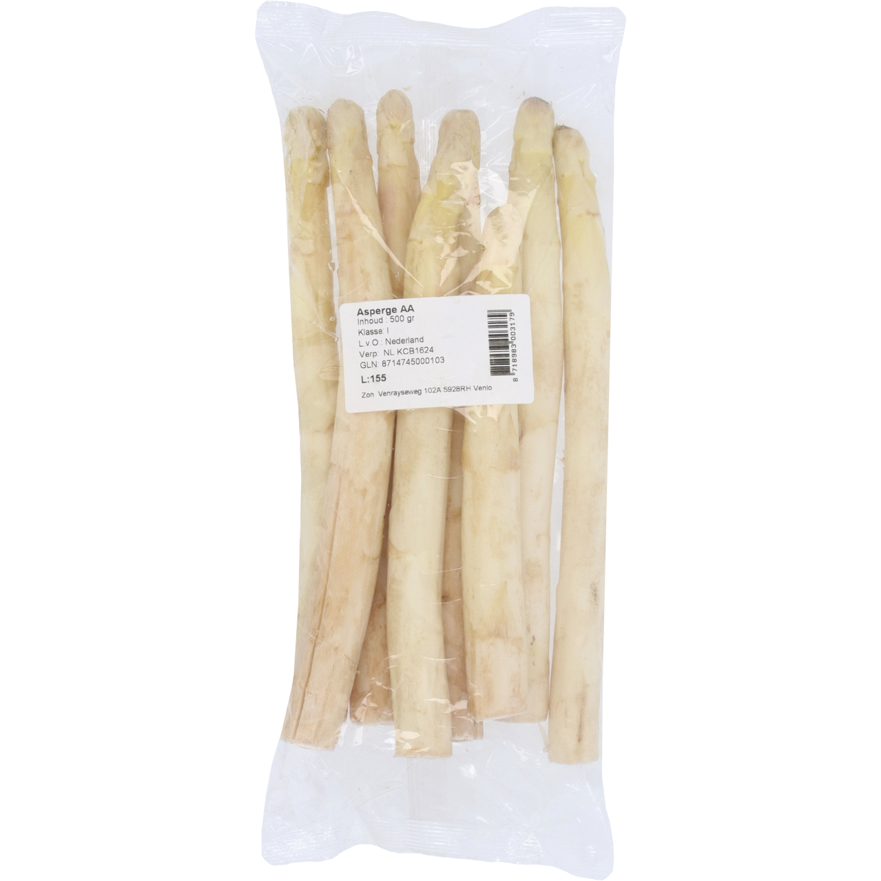 Witte asperges verpakt