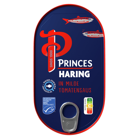 Foto van Princes Haringfilet in milde tomatensaus op witte achtergrond