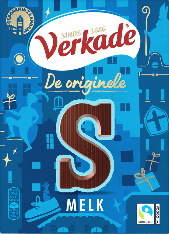 Foto van Verkade Chocoladeletter melk op witte achtergrond