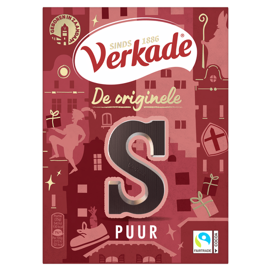 Foto van Verkade Chocoladeletter puur op witte achtergrond