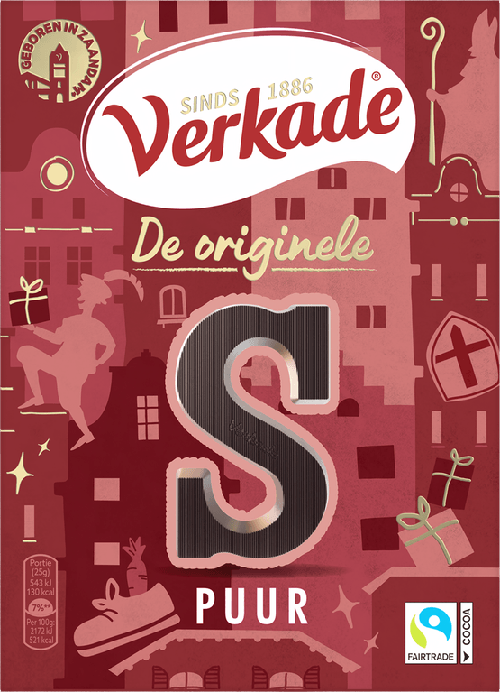 Foto van Verkade Chocoladeletter puur op witte achtergrond