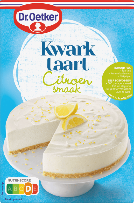 Foto van Dr. Oetker Kwarktaart citroen op witte achtergrond
