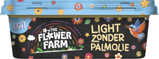 Foto van Flowerfarm Smeren zonder palmolie light op witte achtergrond