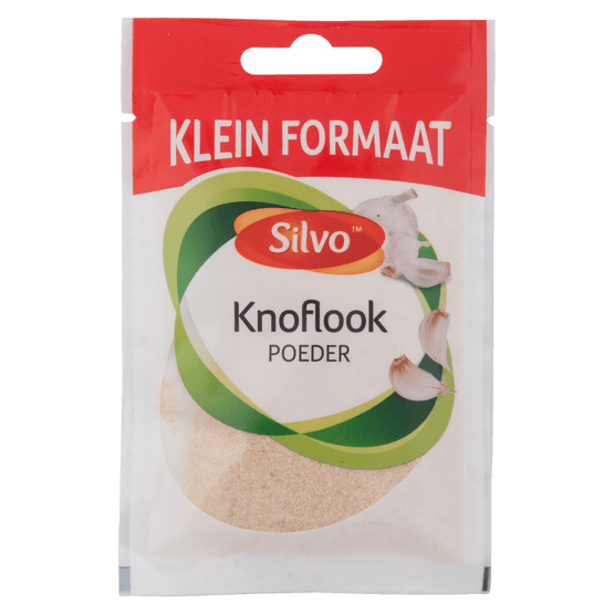 Foto van Silvo Knoflook poeder op witte achtergrond