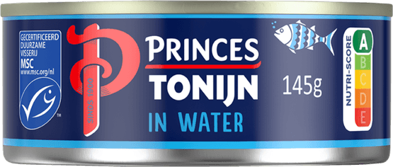 Foto van Princes Tonijnstukken in water op witte achtergrond