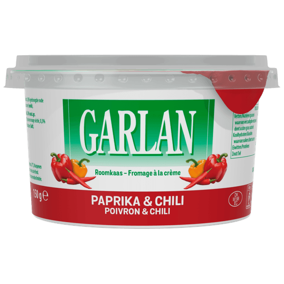 Foto van Garlan Roomkaas paprika & chili op witte achtergrond
