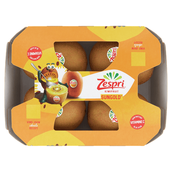 Foto van Zespri Kiwi sungold verpakt op witte achtergrond