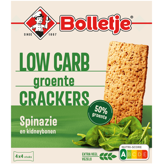 Foto van Bolletje Groentecrackers spinazie 4x4 st op witte achtergrond