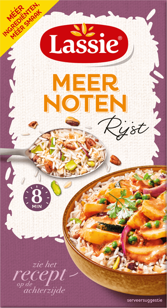 Foto van Lassie Rijst meer noten op witte achtergrond