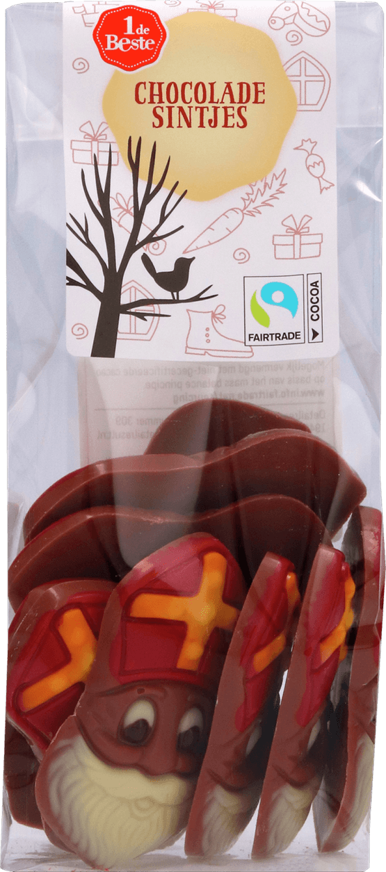 Foto van 1 de Beste Chocolade sintjes op witte achtergrond