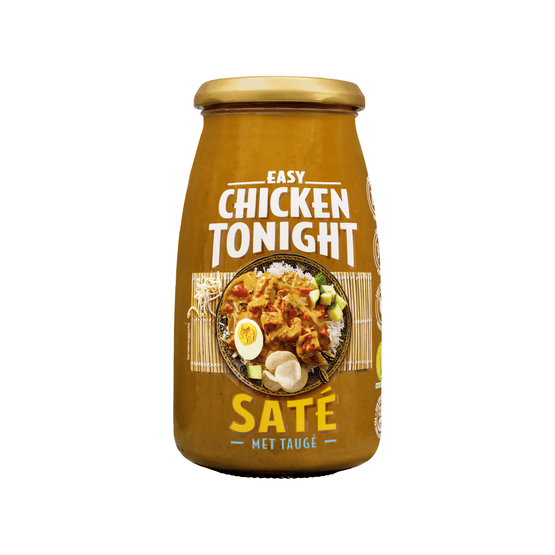 Foto van Chicken Tonight Sate met tauge op witte achtergrond