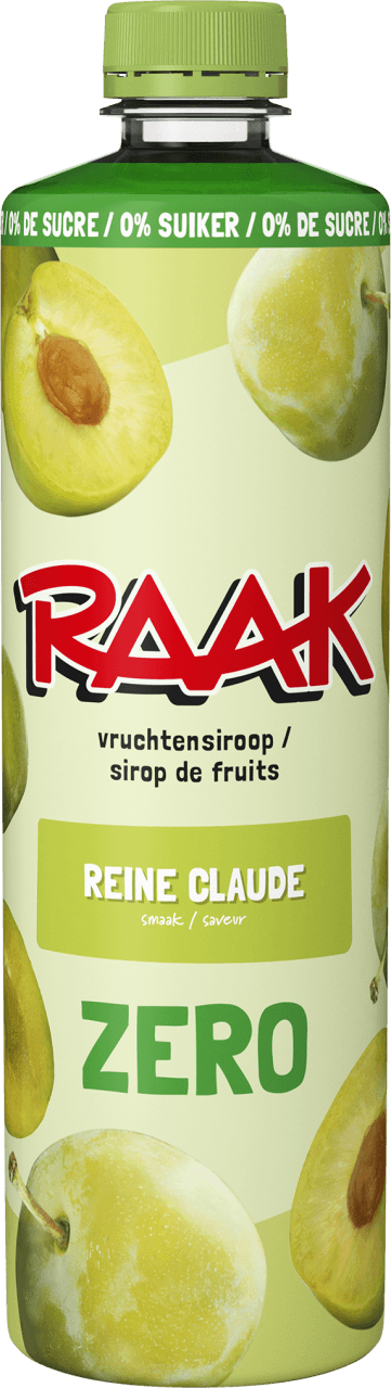 Foto van Raak Limonadesiroop reine claude zero op witte achtergrond