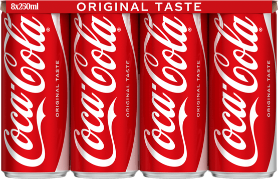 Foto van Coca-Cola Regular 8x25 cl op witte achtergrond