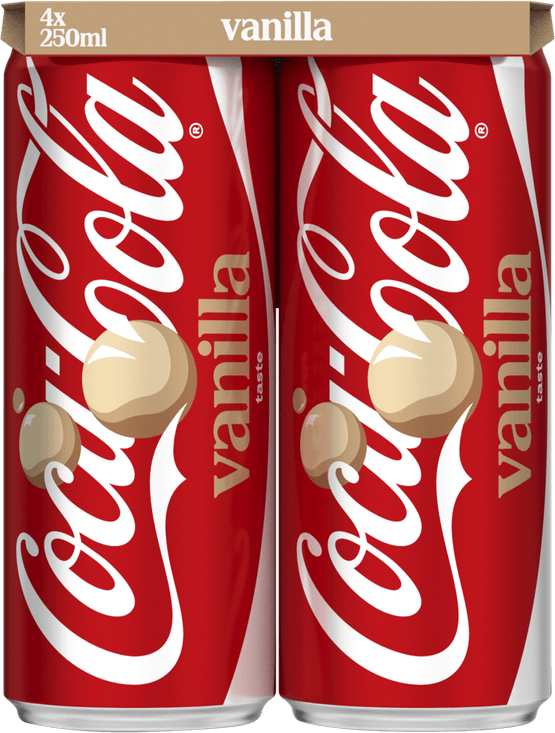 Foto van Coca-Cola Regular vanilla 4x25 cl op witte achtergrond