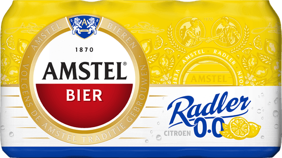 Foto van Amstel Radler alcoholvrij citroen 6x33 cl op witte achtergrond