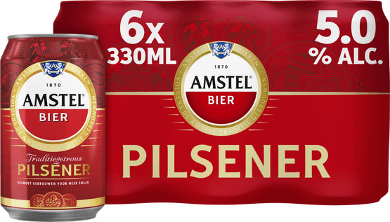 Foto van Amstel Pilsener 6x33 cl op witte achtergrond