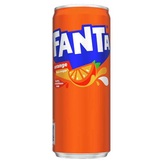 Foto van Fanta Orange op witte achtergrond