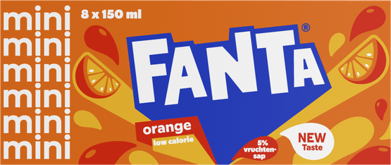 Foto van Fanta Orange 8x15cl op witte achtergrond