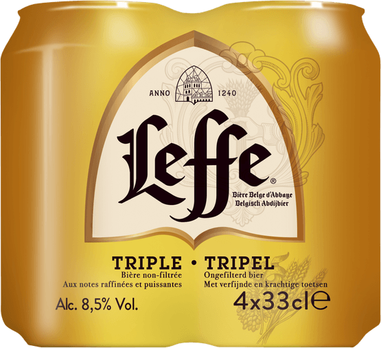 Foto van Leffe Tripel 4x33 cl op witte achtergrond